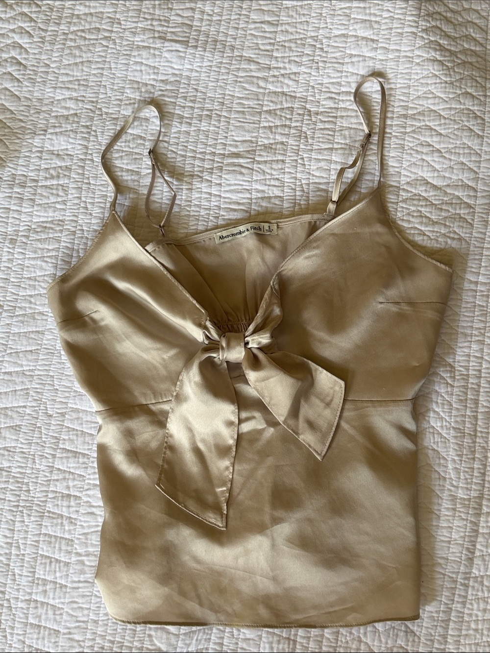 Abercrombie & Fitch Champagne Satin Tie-Front Cami